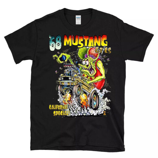 68 mustang rat fink Black Shirt 1