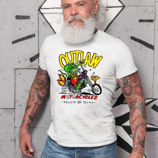 Rat fink out law motorcycles WhiteShirt 2