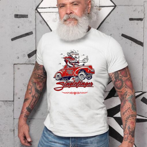 Single Finger Speed shop RAT ROD WhiteShirt 2