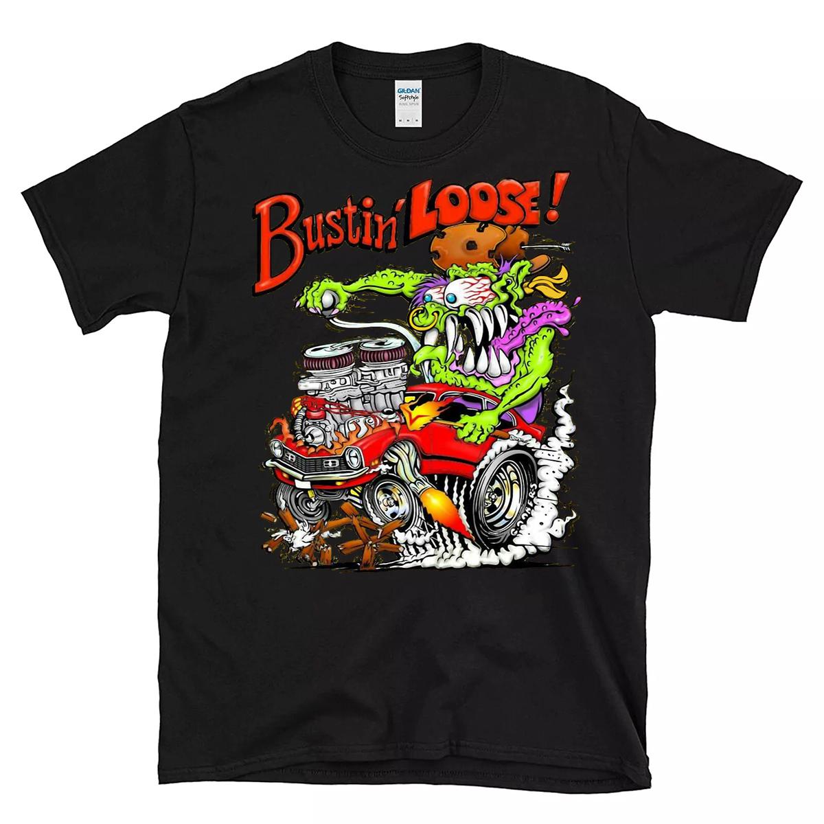 Bustin Loose hotrod T shirt 1 Bustin Loose hotrod BlackShirt 1