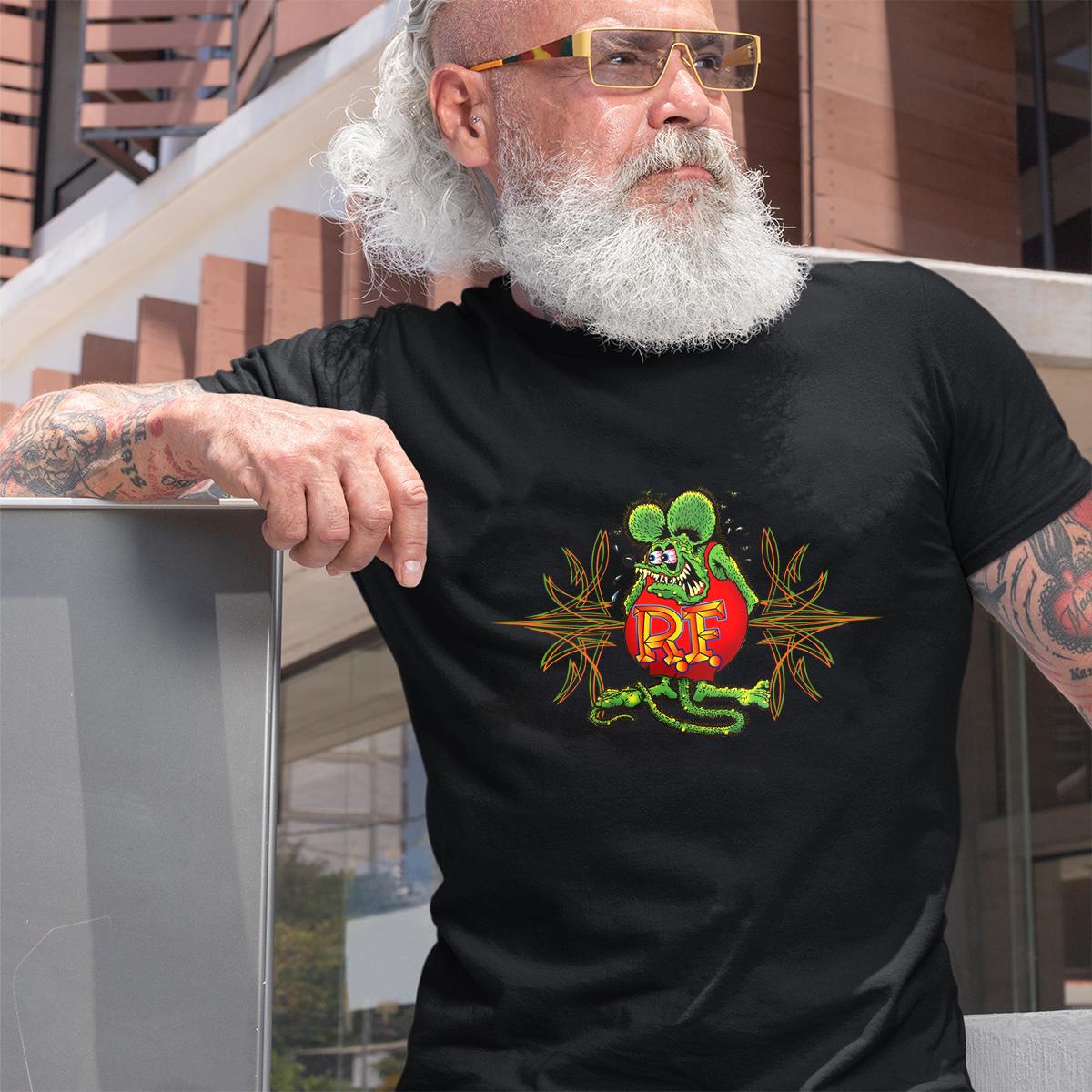 Green Rat Fink Pinstriping T shirt 2 Green Rat Fink Pinstriping BlackShirt 2 1365160027