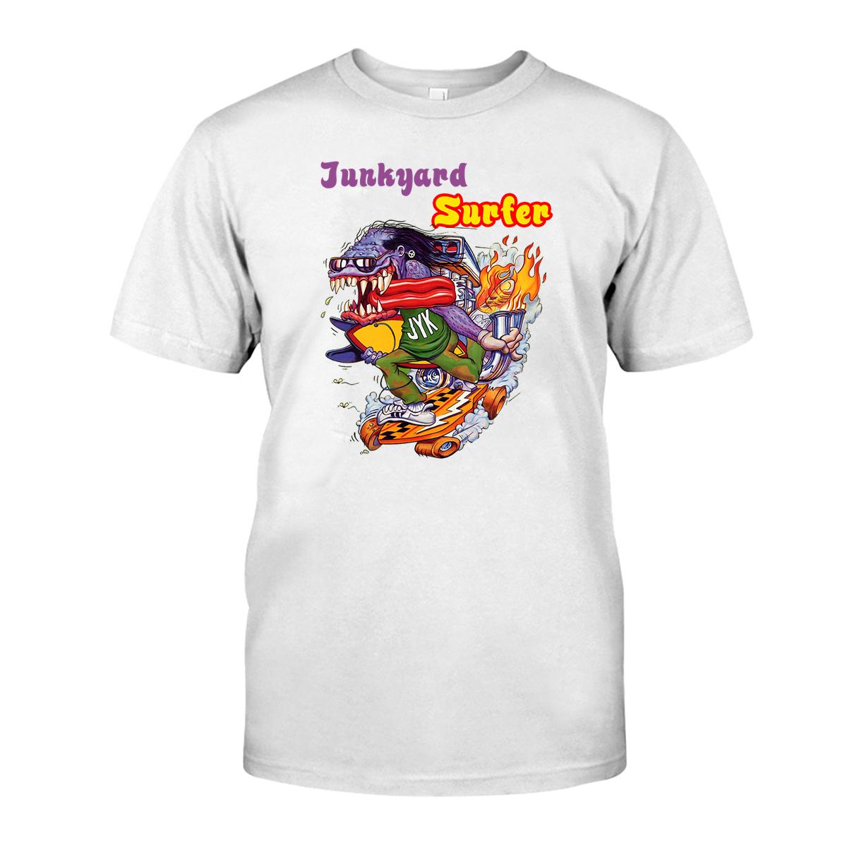 Junkyard surfer T shirt 3 Junkyard surfer WhiteShirt 1