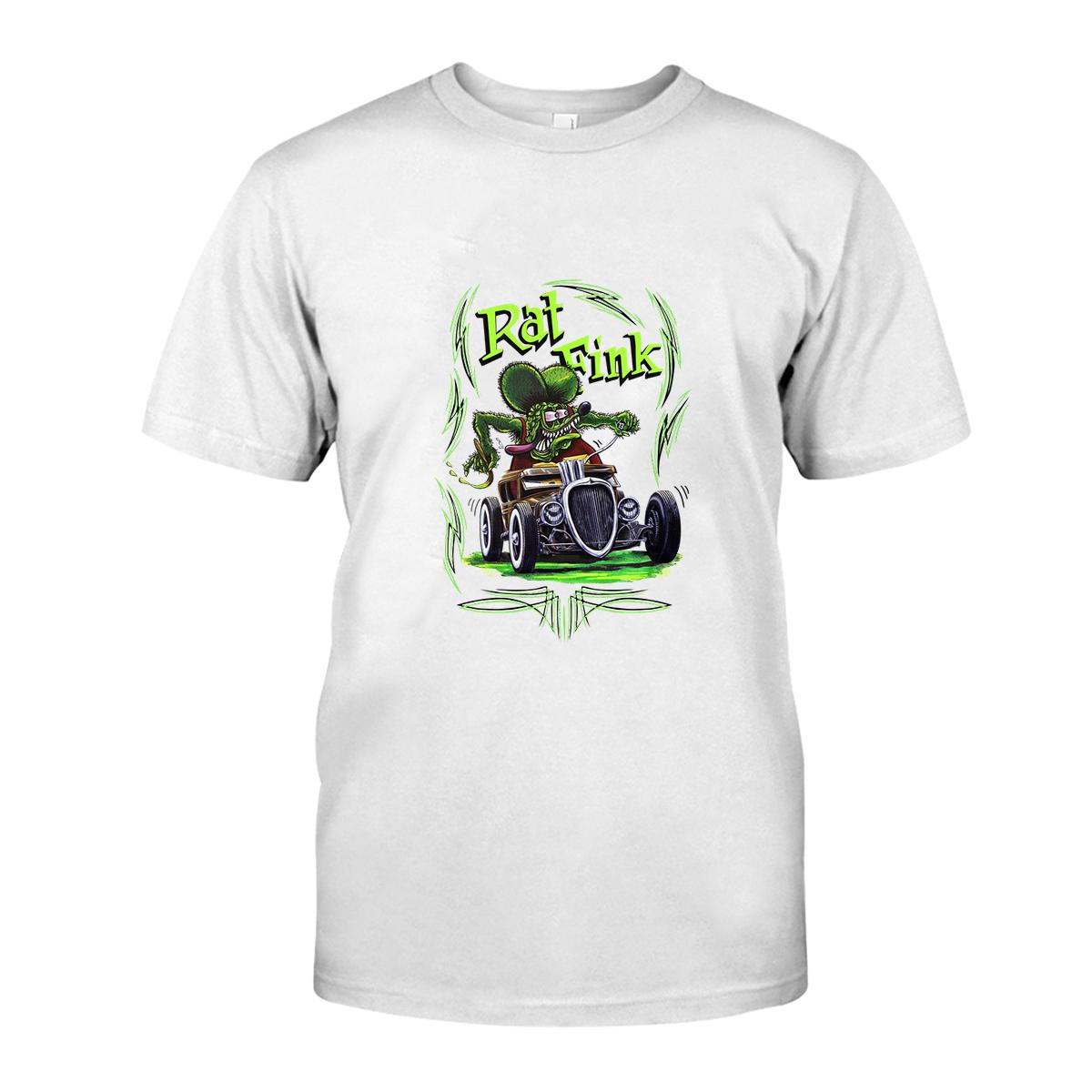 Rat fink with car T shirt 3 Rat fink with car WhiteShirt 1