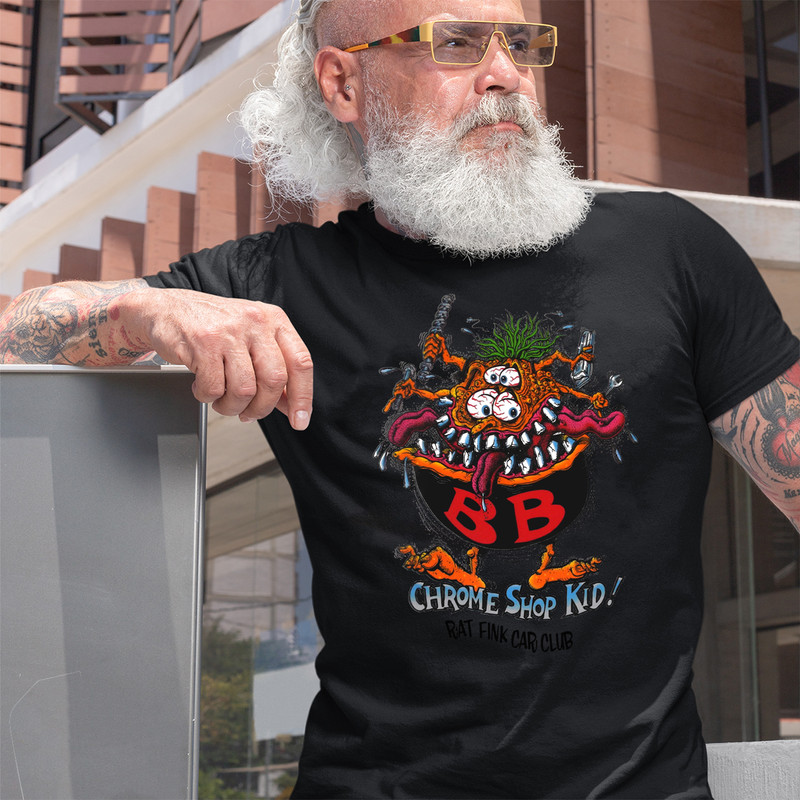 chrome shop kid, ratfink car club T shirt 2 chrome shop kid ratfink car club Black Shirt 2 13454a22da