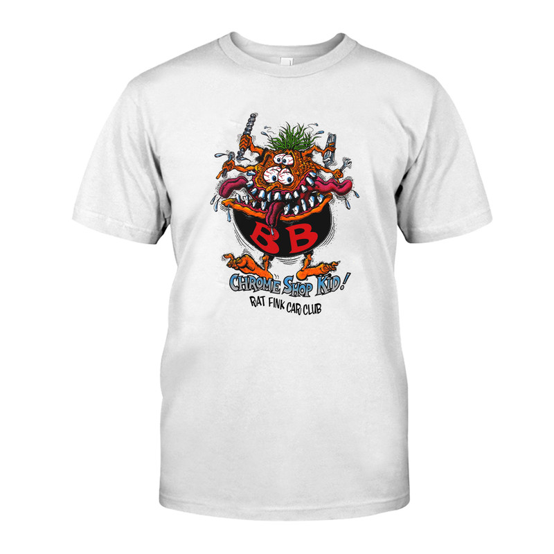 chrome shop kid, ratfink car club T shirt 3 chrome shop kid ratfink car club White Shirt 1 134555e10c