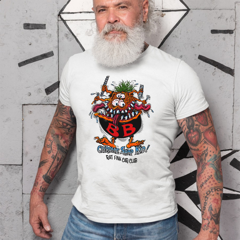 chrome shop kid, ratfink car club T shirt 4 chrome shop kid ratfink car club White Shirt 2 134563a1f6