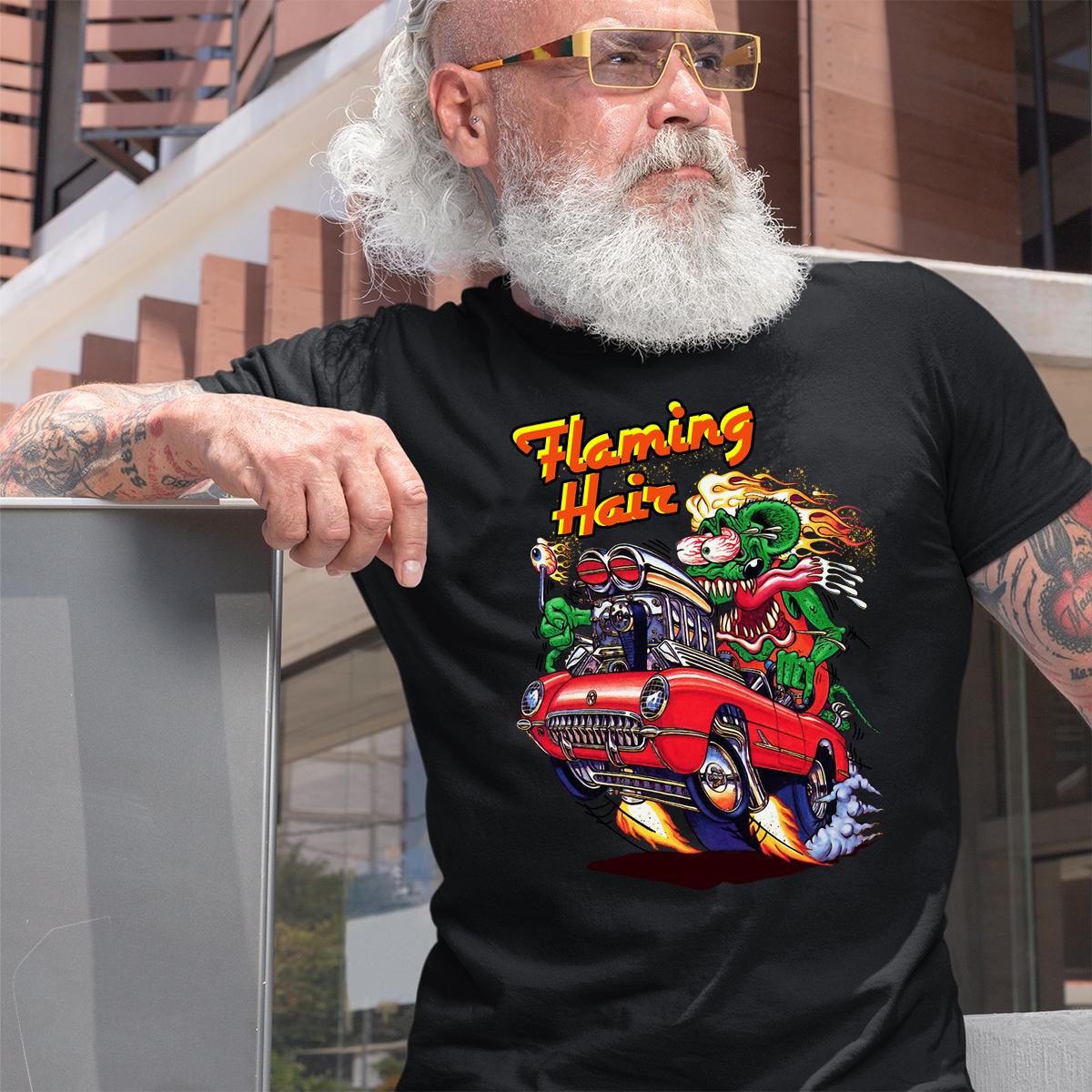 ratfink flaming hair T shirt 2 ratfink flaming hair BlackShirt 2