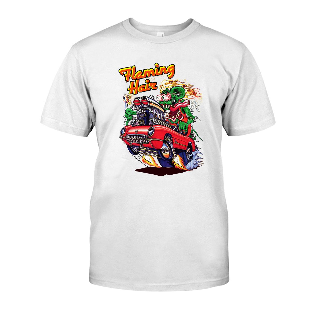ratfink flaming hair T shirt 3 ratfink flaming hair WhiteShirt 1